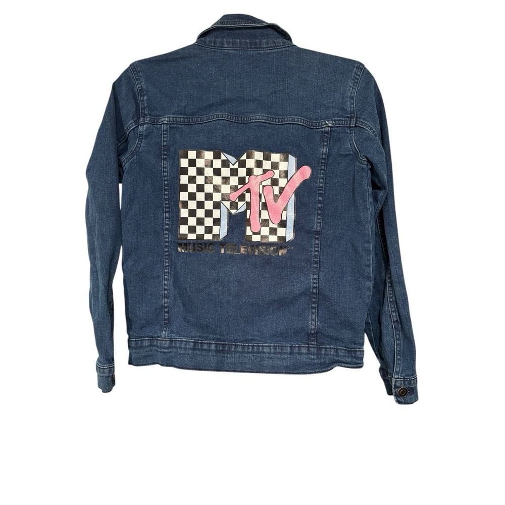 Vintage Style MTV Girls Denim Jean Jacket Size XL (14/16) Dark Blue Wash Y2K